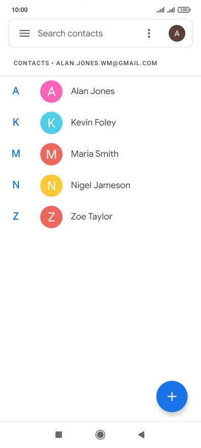 Press the required contact. Press the required contact.