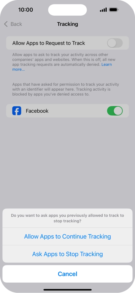 If you turn off the function, press the required setting.
