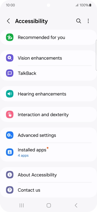 Press Vision enhancements and follow the instructions on the screen to select the required settings.