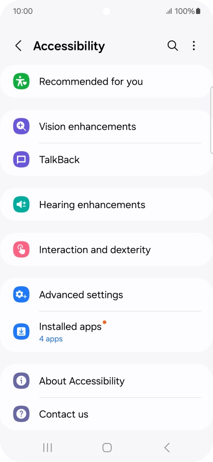 Press Vision enhancements and follow the instructions on the screen to select the required settings.