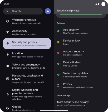 Press More security and privacy.