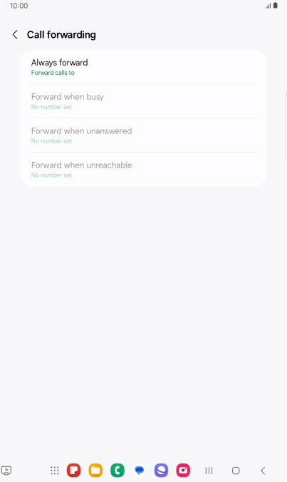 Press the required divert type. Press the required divert type.
