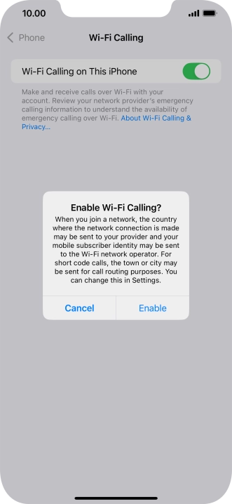 If you turn on the function, press Enable. If you turn on the function, press Enable.