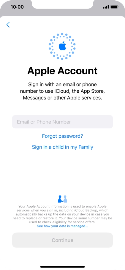 Press Email or Phone Number and key in the username for your Apple ID.