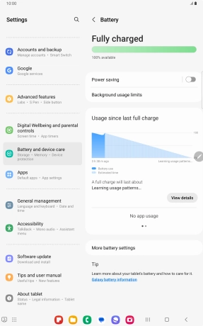 Press More battery settings.
