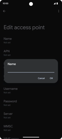 Key in Vodafone Internet and press OK.
