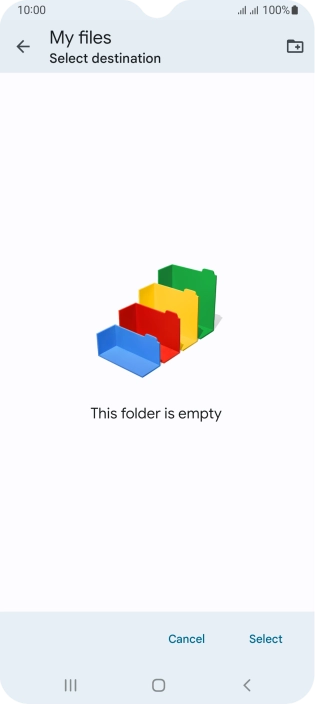 To create a new folder, press the new folder icon and follow the instructions on the screen to create a new folder.
