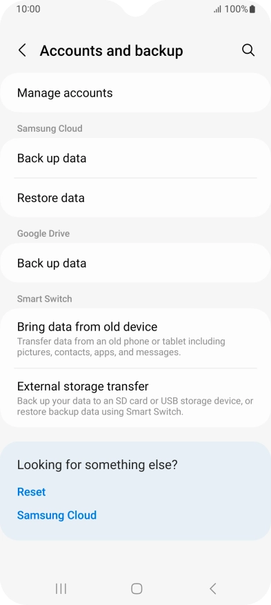 Press Manage accounts.