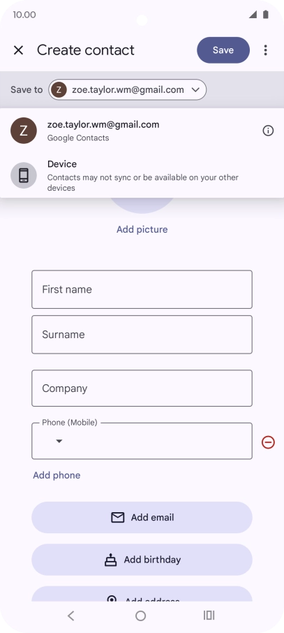 Press the required Google account.