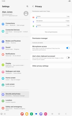 Press View all permissions. Press View all permissions.
