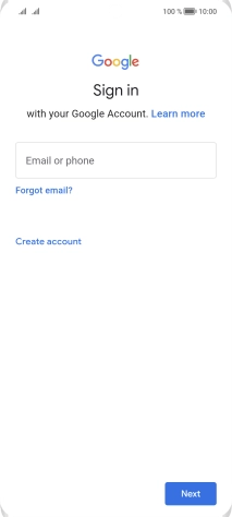 If you don't have a Google account, press Create account and follow the instructions on the screen to create an account.