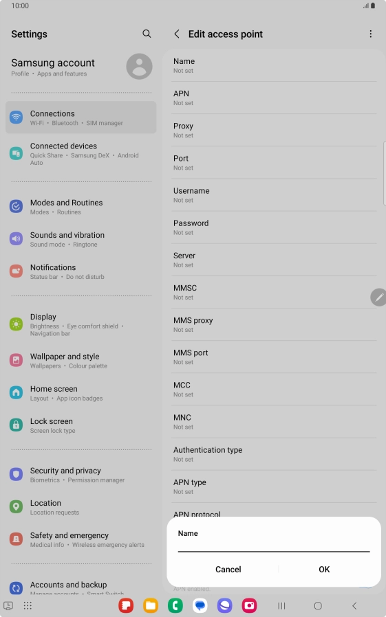 Key in Vodafone Internet and press OK.