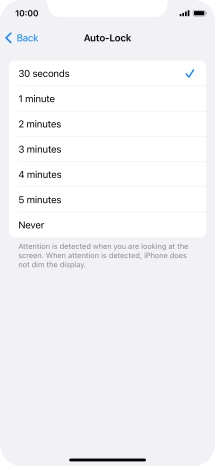 Press the required setting.