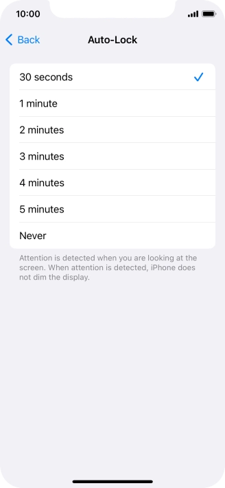 Press the required setting.