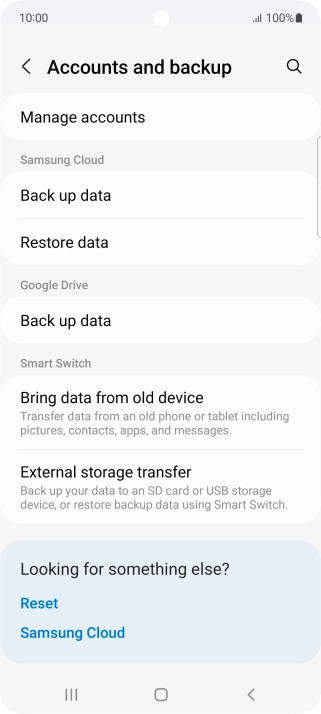 Press Manage accounts. Press Manage accounts.