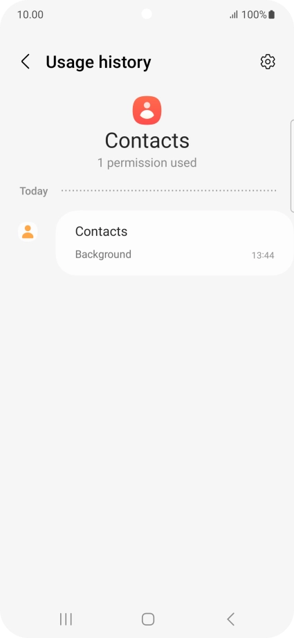 The app activity for the selected app is displayed.