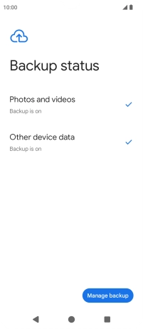 Press Manage backup.