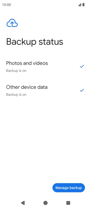 Press Manage backup.