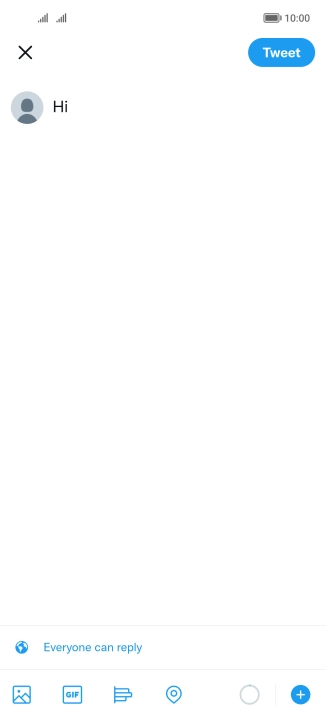Write the required text and press Tweet. Write the required text and press Tweet.