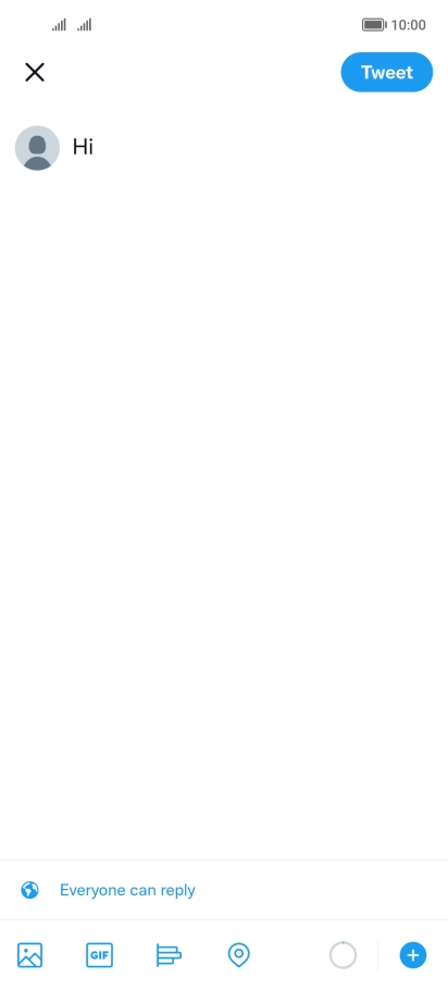 Write the required text and press Tweet. Write the required text and press Tweet.