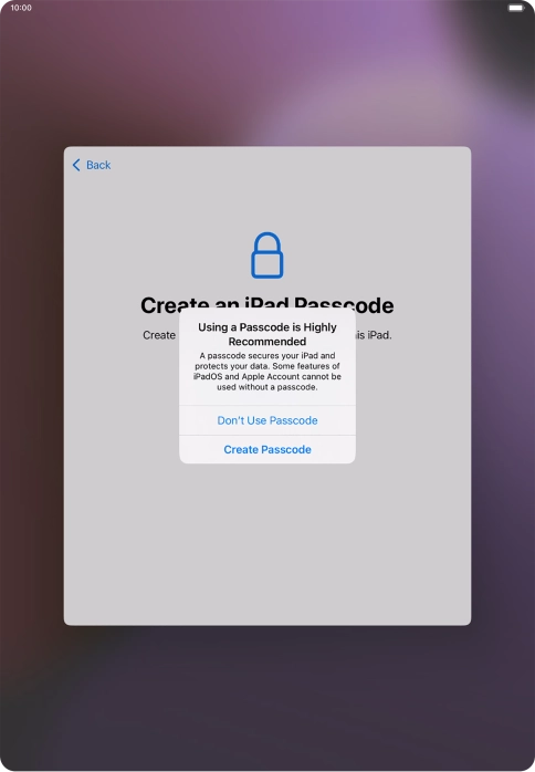 If you turn off the function, press Don't Use Passcode.