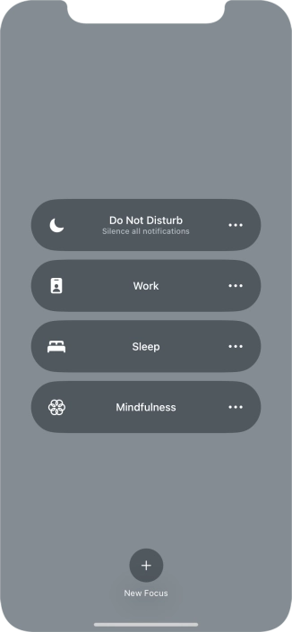 Press the required focus mode to activate or deactivate it immediately.