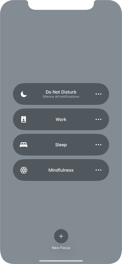 Press the required focus mode to activate or deactivate it immediately.