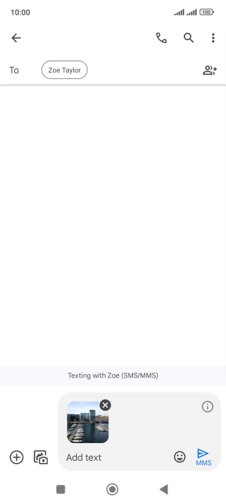 Press the text input field and write the text for your picture message.