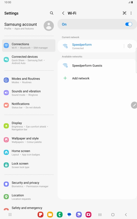 Press the settings icon next to the Wi-Fi network you're connected to. Press the settings icon next to the Wi-Fi network you're connected to.