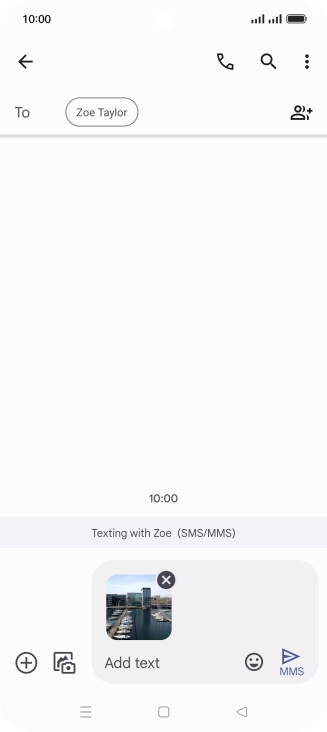 Press the text input field and write the text for your picture message.