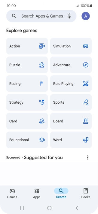 Press the search field.
