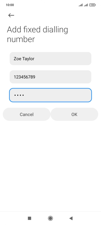 Key in your PIN2 and press OK. The default PIN2 is 1111. Key in your PIN2 and press OK. The default PIN2 is 1111.