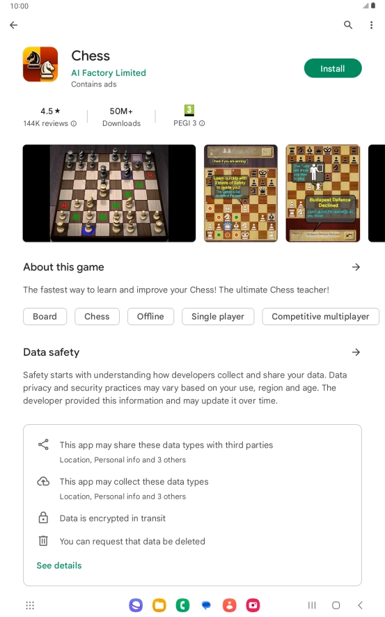 Press Install and follow the instructions on the screen to install the app.