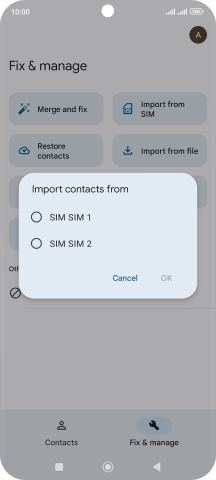 Press the required SIM.