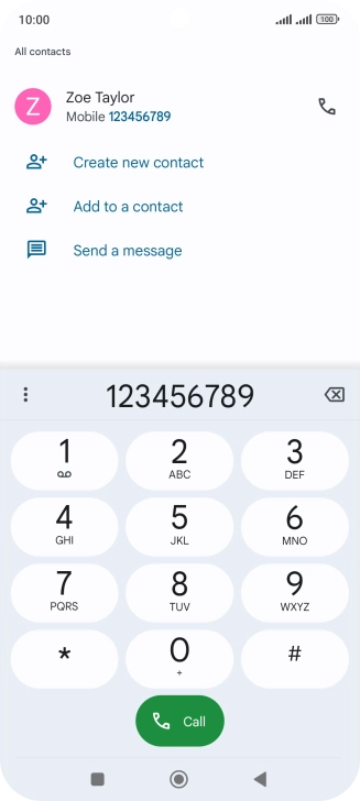 Key in the required number and press the call icon.