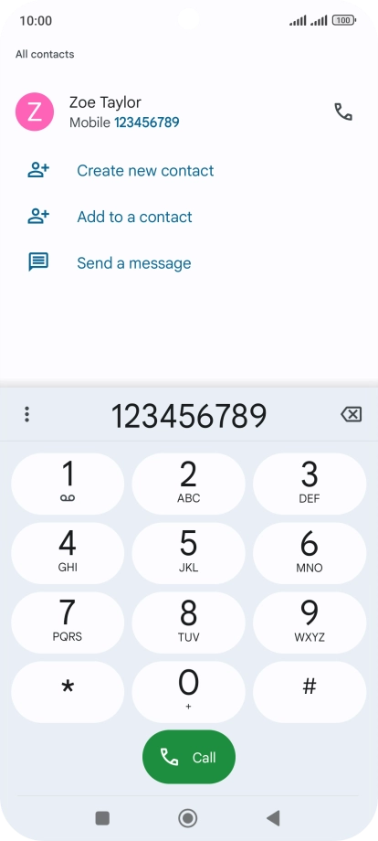 Key in the required number and press the call icon.