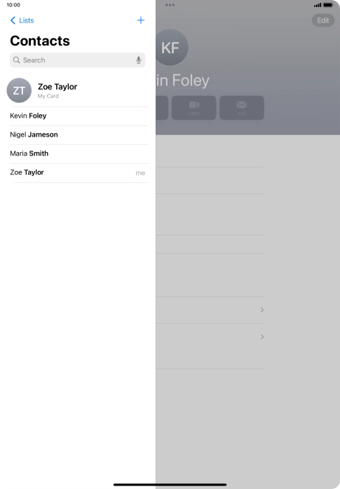 Press the required contact. Press the required contact.