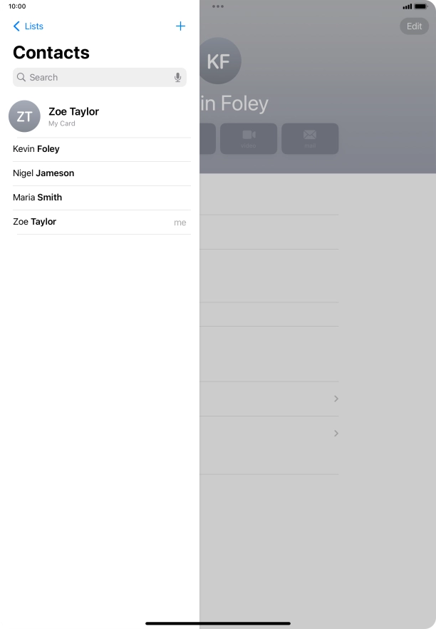 Press the required contact. Press the required contact.