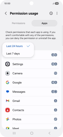 Press the required setting.