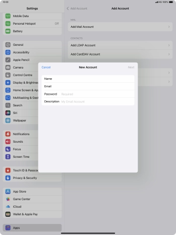 Press Password and key in the password for your email account.