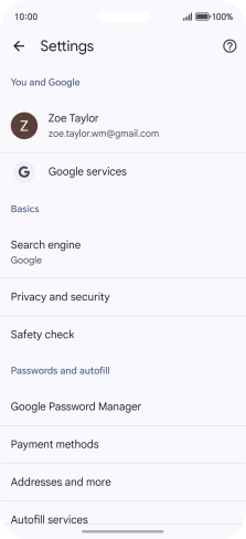 Press Privacy and security.