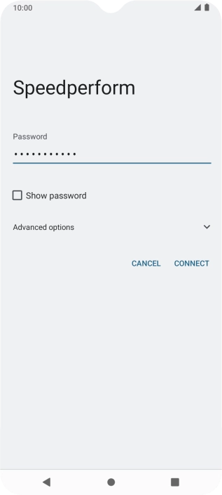 Key in the password for the Wi-Fi network and press CONNECT.