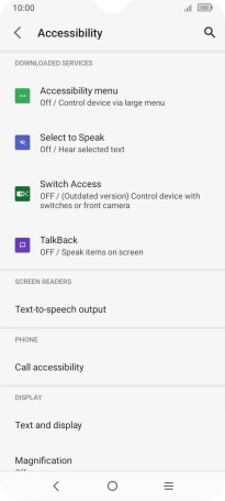 Press TalkBack and follow the instructions on the screen to select the required settings.