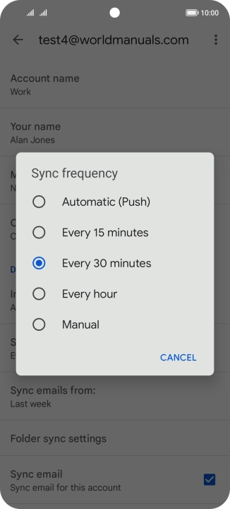 Press the required setting. Press the required setting.