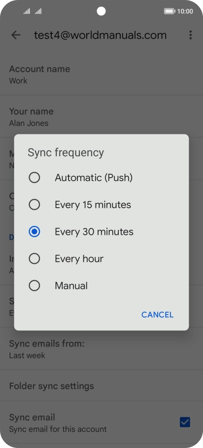 Press the required setting. Press the required setting.