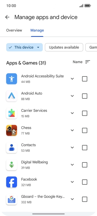Press the required app.