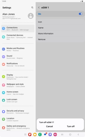 If you turn off eSIM, press Turn off. If you turn off eSIM, press Turn off.