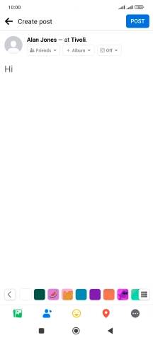 Write the required text and press POST.