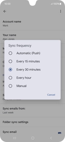 Press the required setting.