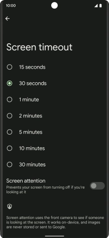 Press the required setting.